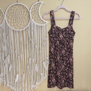 Floral Midi Dress - Black and Pink